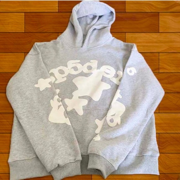 Sp5der Beluga Light Grey White StarSpider Hoodie